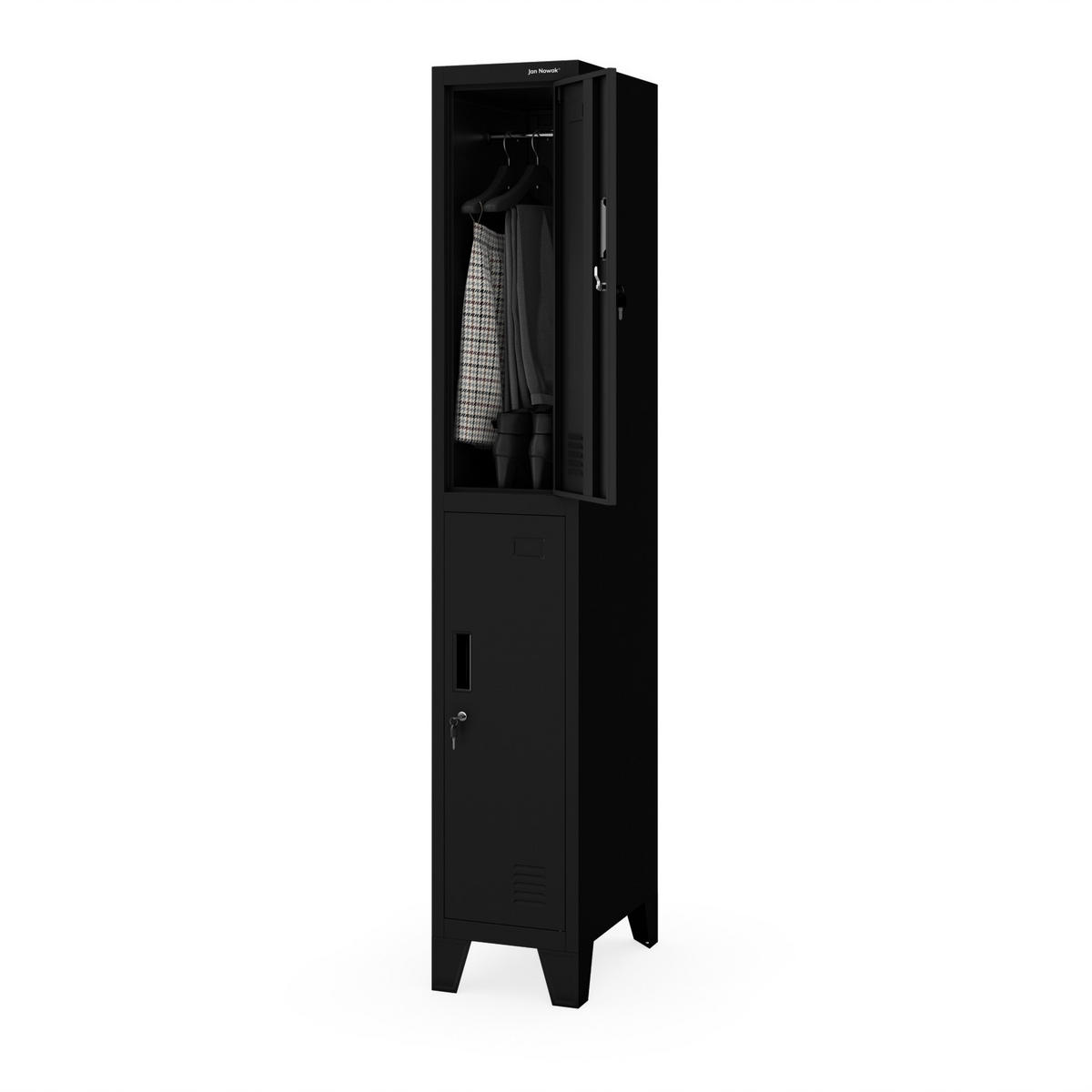 MITARBEITER-GARDEROBENSCHRANK BARTEK 1 PLUS - Schwarz, Metall (29/172/45cm)