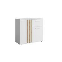 KOMMODE TECTONIC 80/72,7/35cm mit 1 Schubladen 2 Türen Weiß - Weiß, Holzwerkstoff (80/72.7/35cm) - MASSENO