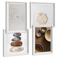 BILDER SET 4er Set - 50x50 cm & 40x60 cm Weißer Rahmen - Texturen in der modernen Kunst - Weiß, Kunststoff (50/50cm) - TULUP