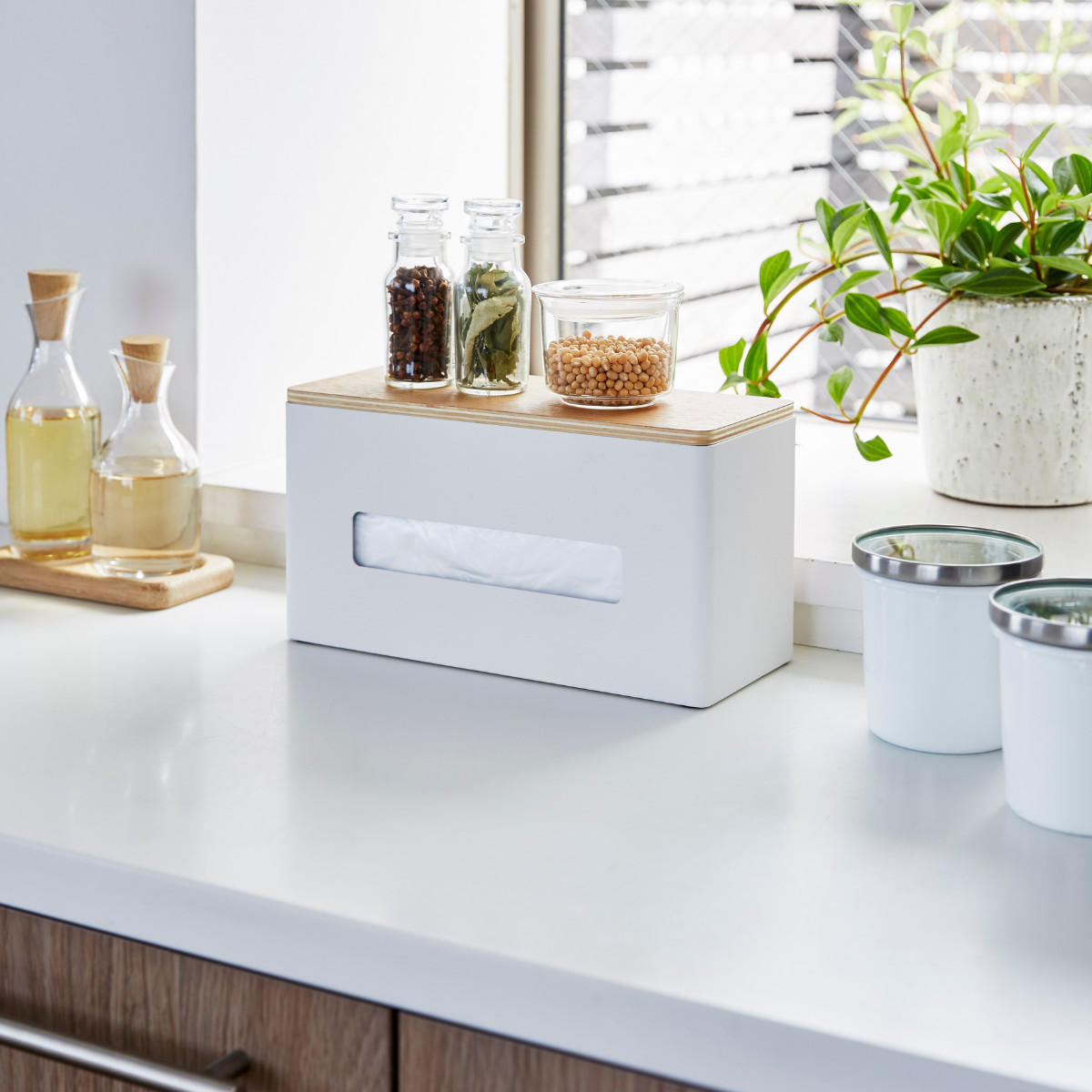 TASCHENTUCHHALTER - rin 26/11/14 cm - Weiß, Metall (26/11/14cm) - Yamazaki