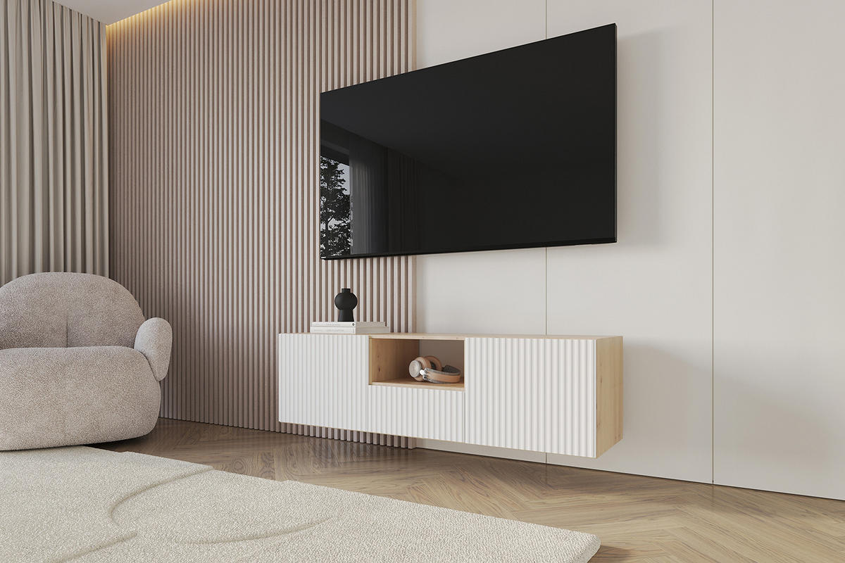 LOWBOARD NOA-2-W 140x40x41 cm - Artisan / Weiß - Weiß, Holzwerkstoff (140/40/41cm) - ALTDECOR