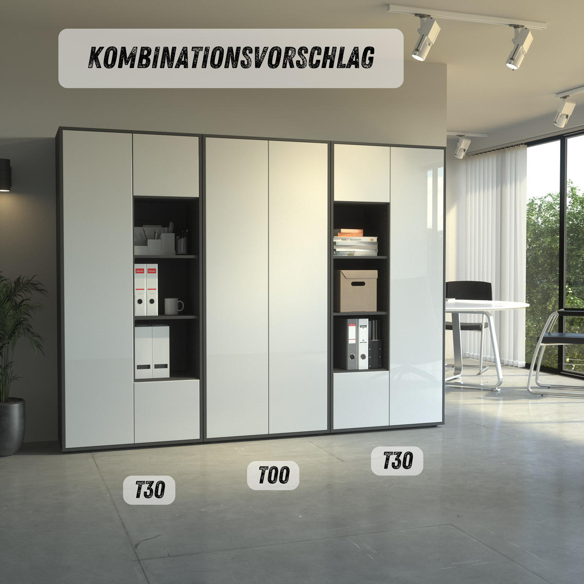 AKTENSCHRANK Amira T30 Weiß Hochglanz 180/80/40 cm - Weiß Hochglanz, Holzwerkstoff (80/180/40cm) - SIMPLYFURN