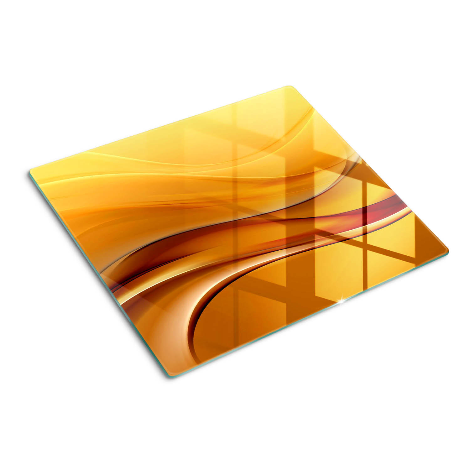 GLASPLATTE 60x52 cm Wellenhintergrund - Orange/Braun, Glas (60/0.4/52cm) - TULUP