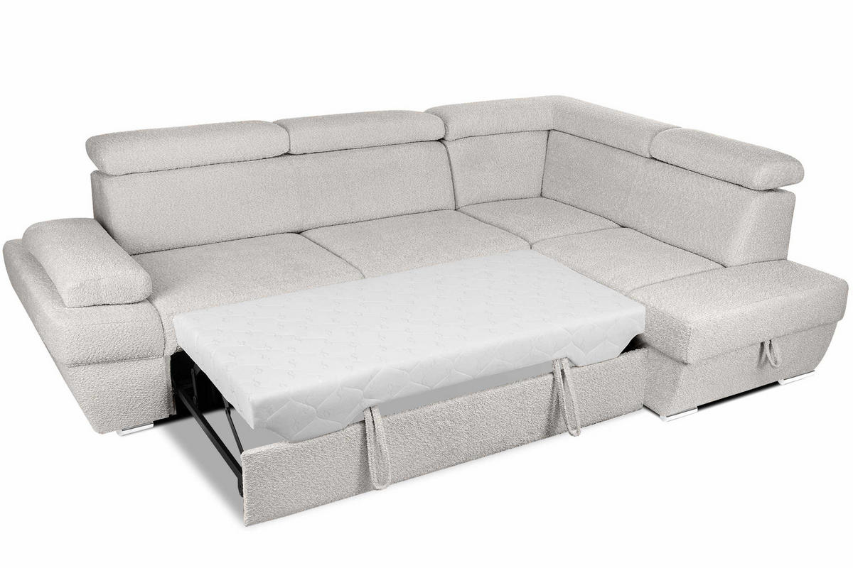 SCHLAFECKSOFA RATLO rechts 4/5-Sitzer mit Bettkasten, Braun - Silberfarben/Braun, Textil (270/190cm) - KONSIMO®