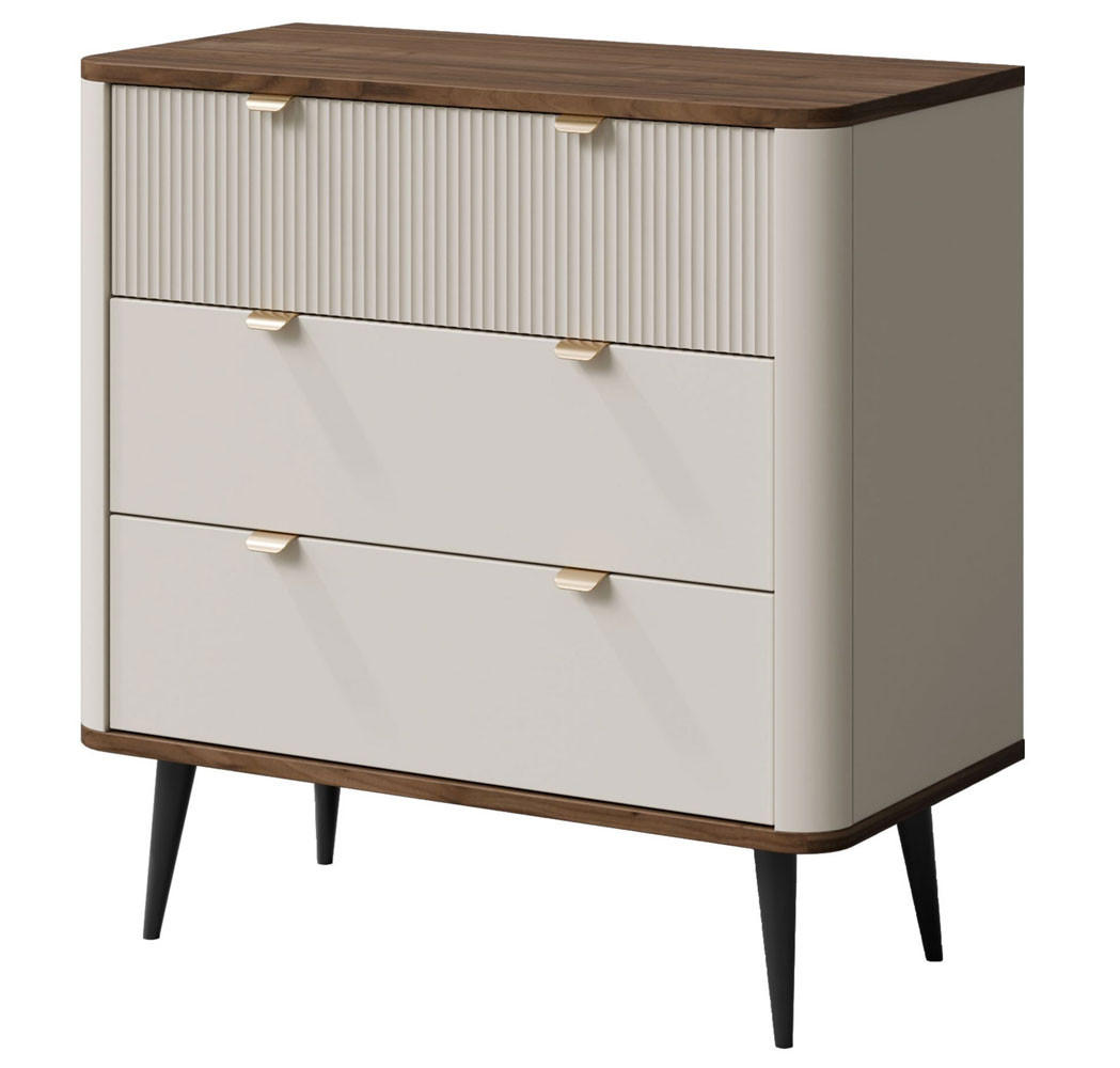 KOMMODE Marly Kaschmir / Walnuss 90 / 40 / 82cm - Kaschmir/Beige, Holz/Holzwerkstoff (90/82/40cm) - Feldmann-Wohnen