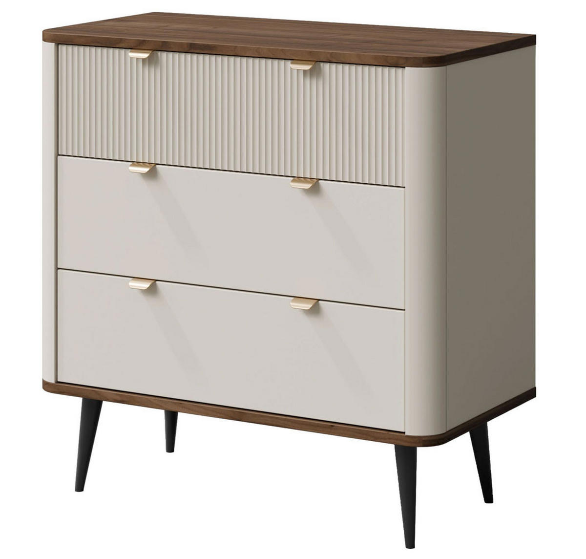 KOMMODE Marly Kaschmir / Walnuss 90 / 40 / 82cm - Kaschmir/Beige, Holz/Holzwerkstoff (90/82/40cm) - Feldmann-Wohnen