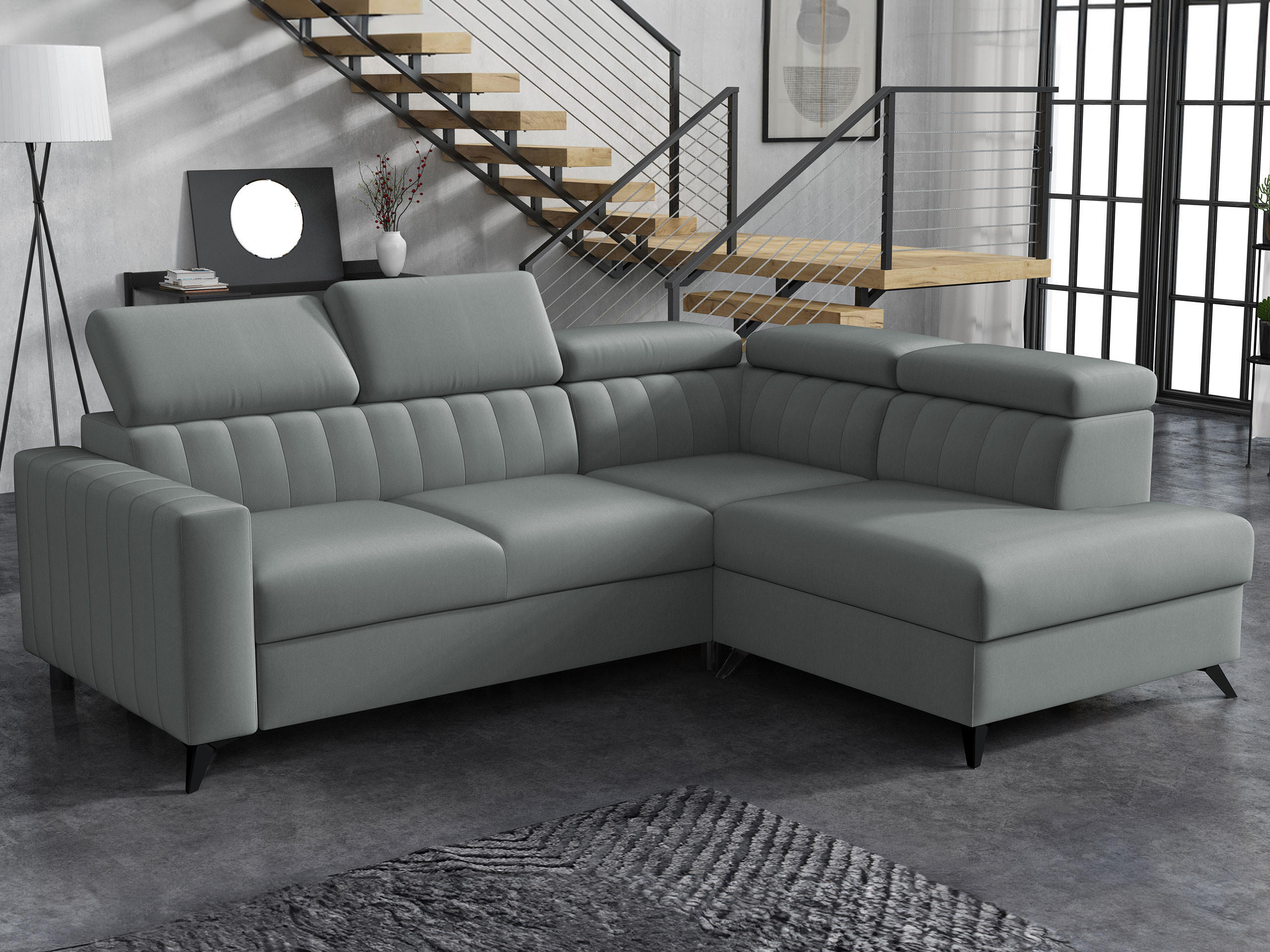 ECKSOFA Milano 2RRLXP, Seite: Rechts 2R+R+LXP - Graphitfarben, Holz/Textil (249/195cm) - MIRJAN24
