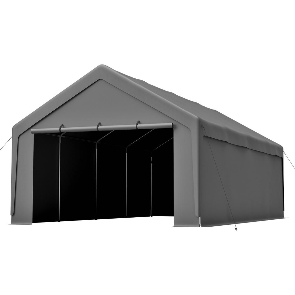 GERÄTEHAUS 765/400/311 cm Grau mit Rollup-Fenster - Grau, Metall (400/311/765cm) - Oxeza
