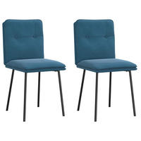 ESSZIMMERSTÜHLE 2 Stk. Blau Samt 45*54*83cm - Blau, Metall (45/83/54cm) - ZMH