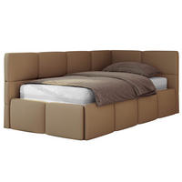 JUGENDBETT ARVO 90/200 - Braun Kunstleder - Foam-Matratze - Rechts Seite - Braun, Textil (90/200cm) - MKS