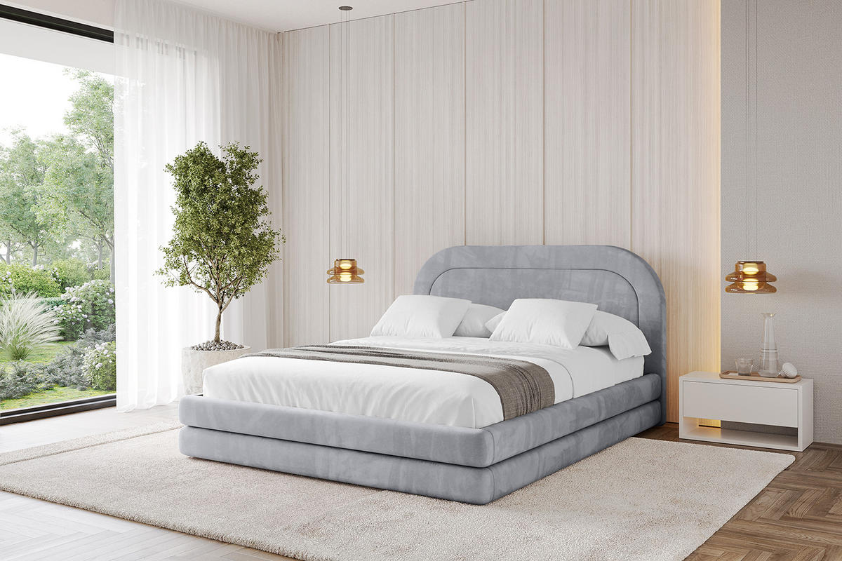 POLSTERBETT mit Bettkasten und Lattenrost, Boxbett ohne Matratze - LERIS 200x200 Hellgrau - Hellgrau, Holzwerkstoff/Textil (200/200cm) - ALTDECOR