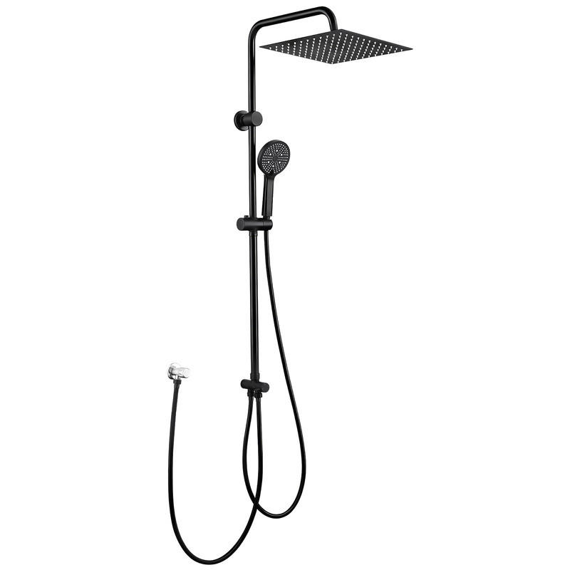 DUSCHSYSTEM Schwarz SUS304 30 cm Regendusche - Schwarz, Metall (36.4/10.5/47.4cm) - HOMELODY