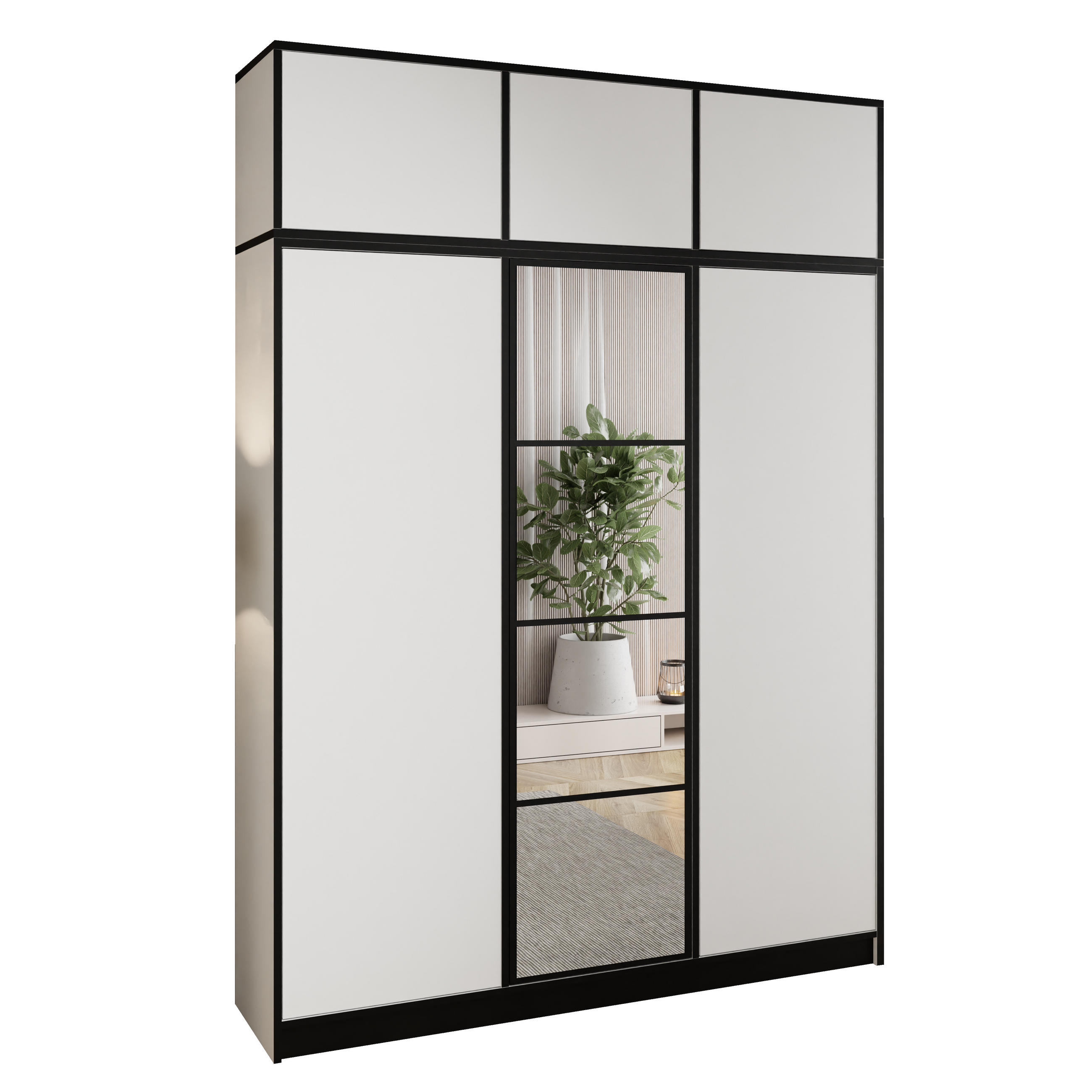Kier Furniture ŠATNÍ SKŘÍŇ EDEN s nástavbou 3D Bílá