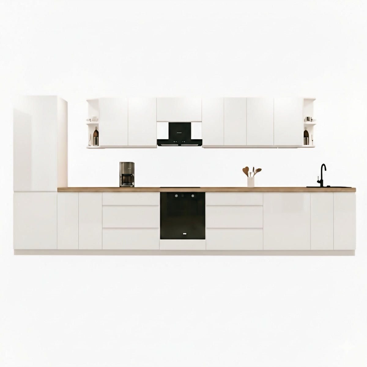 KÜCHENZEILE 460 cm - Aspen KA9-M460 - in Weiß/Hochglanz - Weiß Hochglanz, Holz (460/212/58cm)