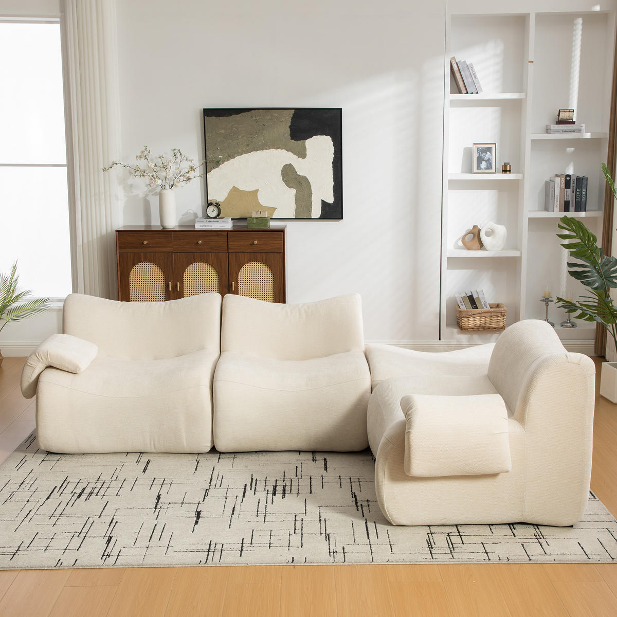ECKSOFA Chenille Beige - Beige, Textil (284.5/181cm) - WISHDOR