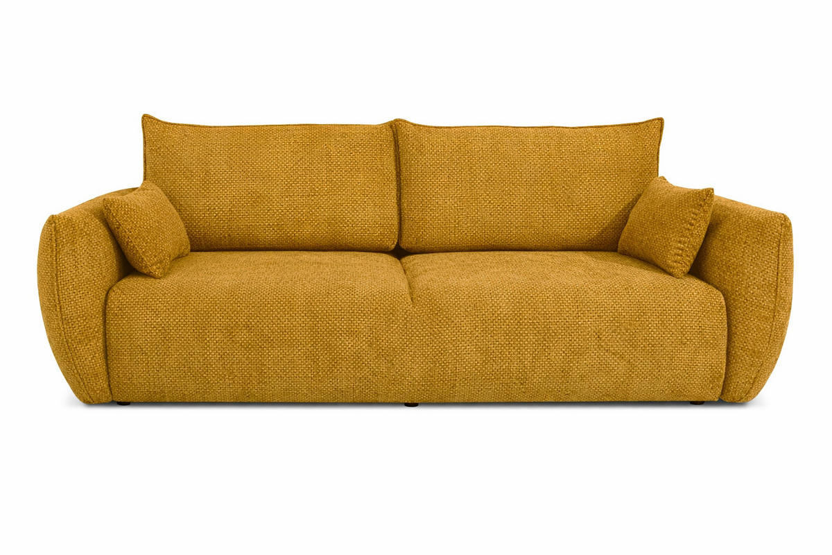 SOFA Mit Schlaffunktion Und Bettkasten, Chenille-Stoff Flow, Gelb, Zephira - Gelb, Holz (238/87/140cm) - Kaiser Möbel