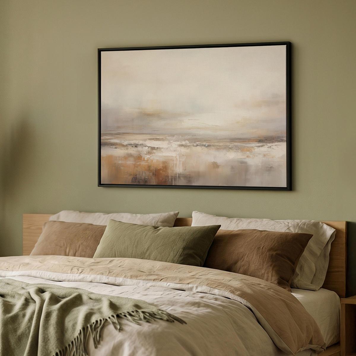 LEINWAND Bilder mit Rahmen - Kunst - Industriell - Grau - Braun - Abstrakt - 100x70 - Sandfarben, Textil (100/70cm) - MuchoWow