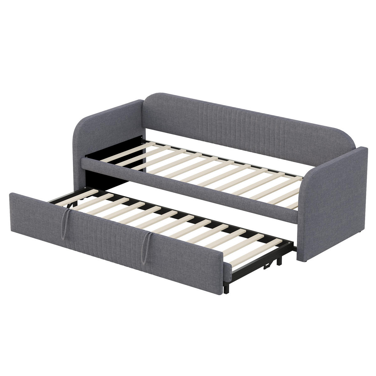 SCHLAFSOFA Ausziehbar mit Lattenrost Grau 90/180/190 cm - Grau, Leder (200.5/86/99cm) - OKWISH