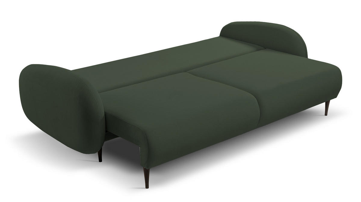 SCHLAFSOFA Bafra Olive Velours - Schwarz/Olivgrün, Holz/Textil (232/92/102cm) - Selsey