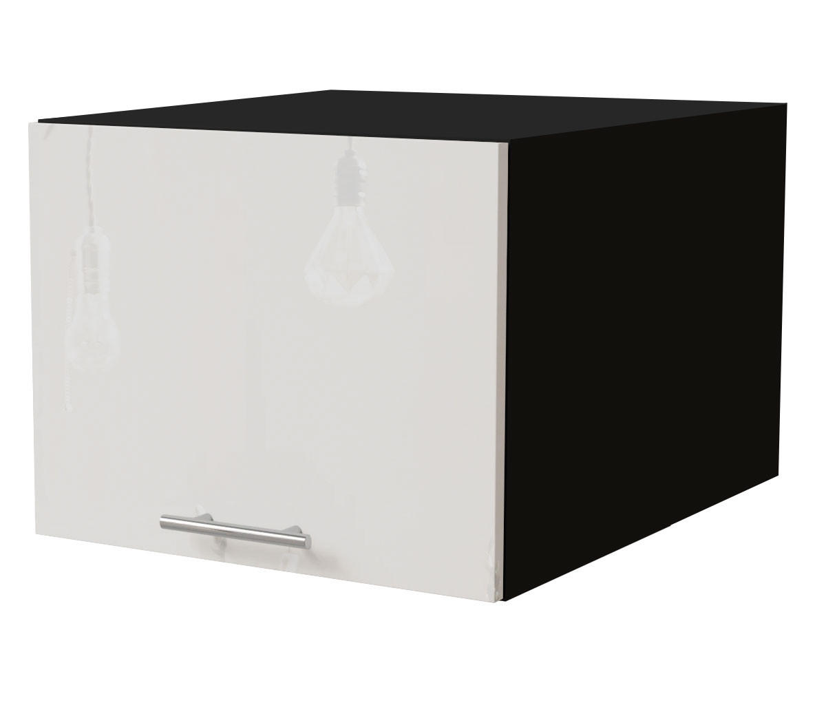 Feldmann-Wohnen Aufsatzschrank Weiß Hochglanz, Schwarz 45x36x59 cm