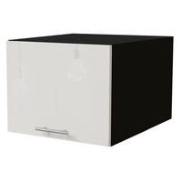 AUFSATZSCHRANK Essen W6B/45 Weiß Hochglanz / Schwarz Matt 45 / 59 / 36cm - Weiß Hochglanz/Schwarz, Holz/Holzwerkstoff (45/36/59cm) - Feldmann-Wohnen