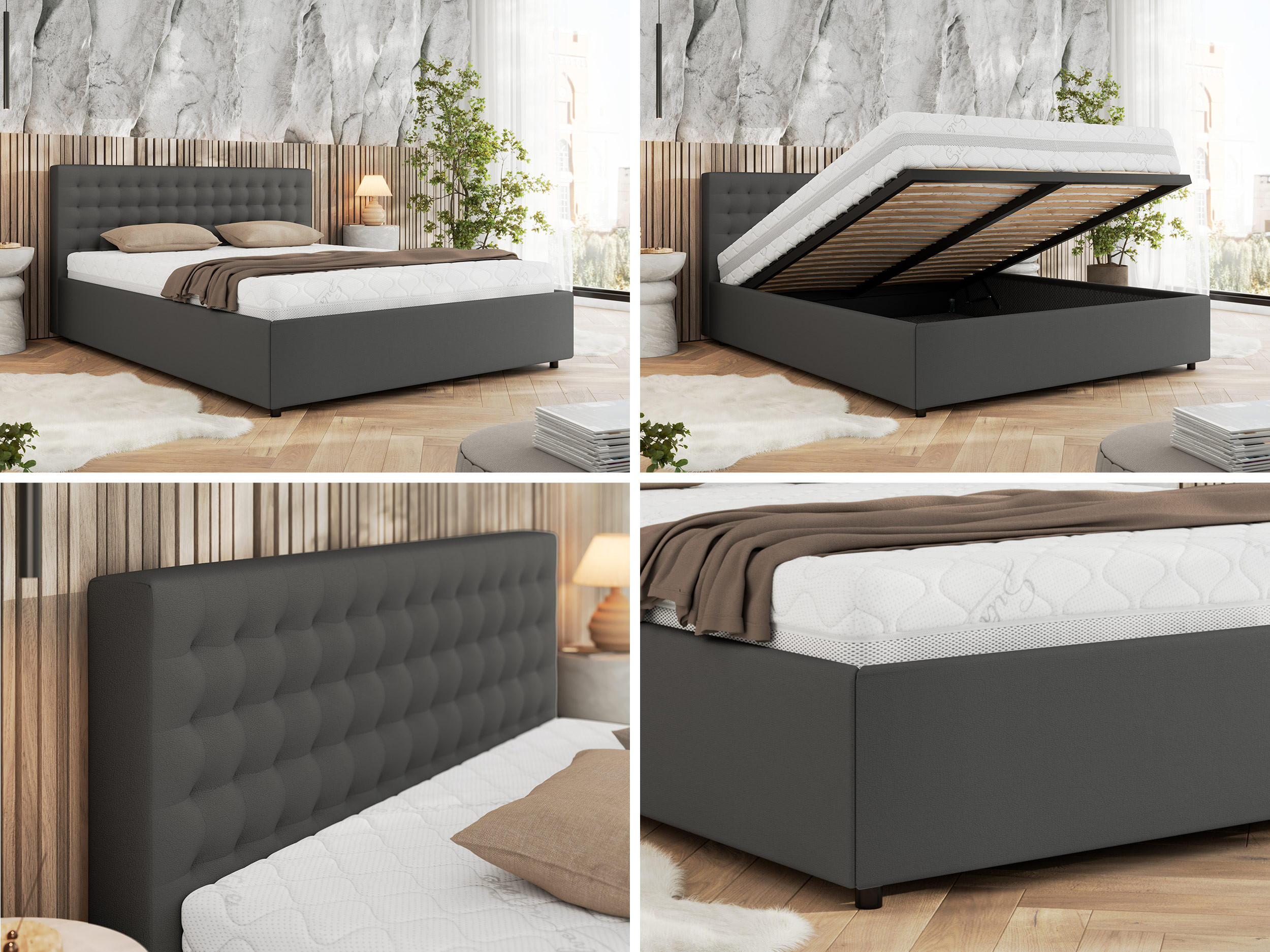 Thumbnail - MKS Polsterbett, Grau, Textil, H3 + H4, 7-Zonen, Rechteckig, 140x200 cm, Oeko-Tex®, Schlafzimmer, Betten, Polsterbetten