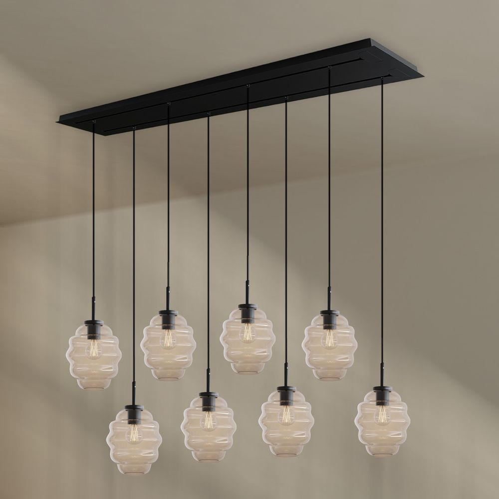 HÄNGELEUCHTE Echos 8-flammig Klar Ø 18cm - Klar/Schwarz, Glas (18/18/20cm) - s.luce