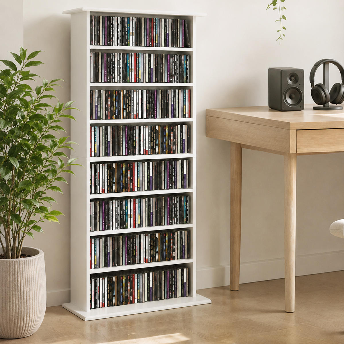 MEDIENSCHRANK Holzspanplatte Weiß - Weiß, Holzwerkstoff (24/126.3/58cm) - HOMCOM