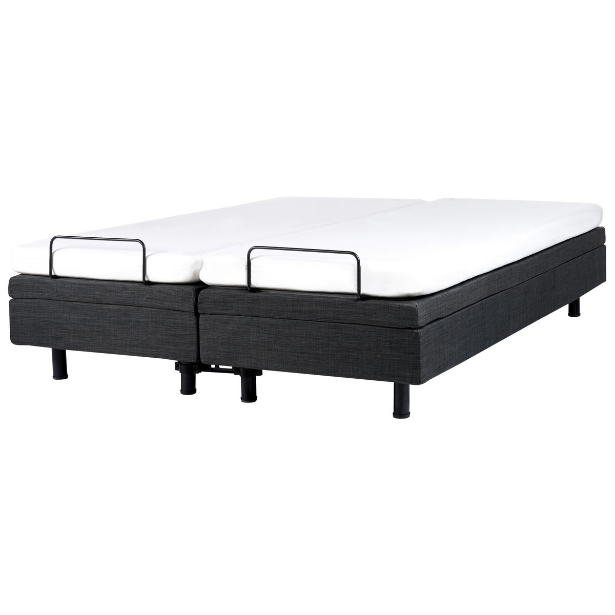 POLSTERBETT Verstellbar 160/200 cm Dunkelgrau Duke - Dunkelgrau/Schwarz, Textil (160/200cm) - Beliani