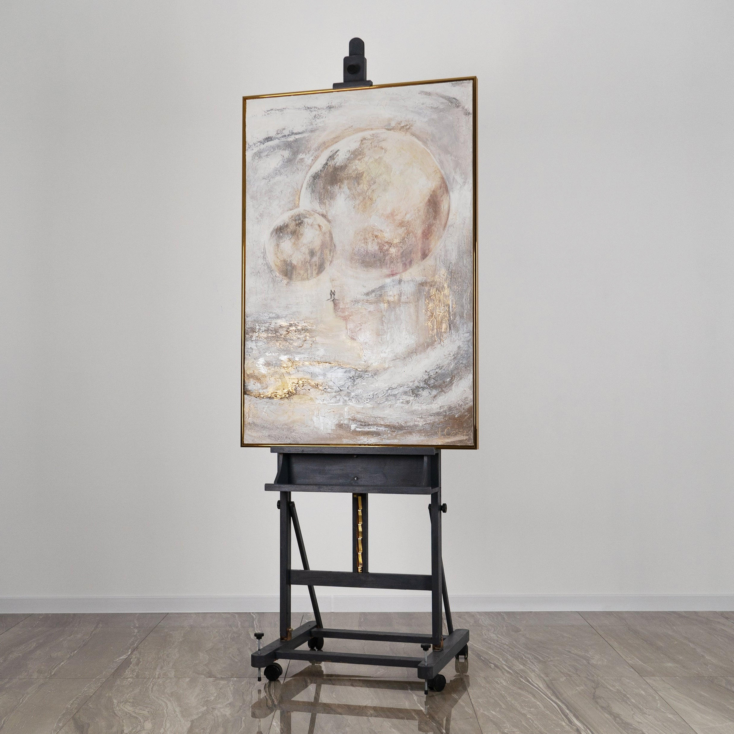 GEMÄLDE Sternenverbindung Schattenfugenrahmen Gold 120x80 cm - Goldfarben, Holz (120/80cm) - YS-art gallery