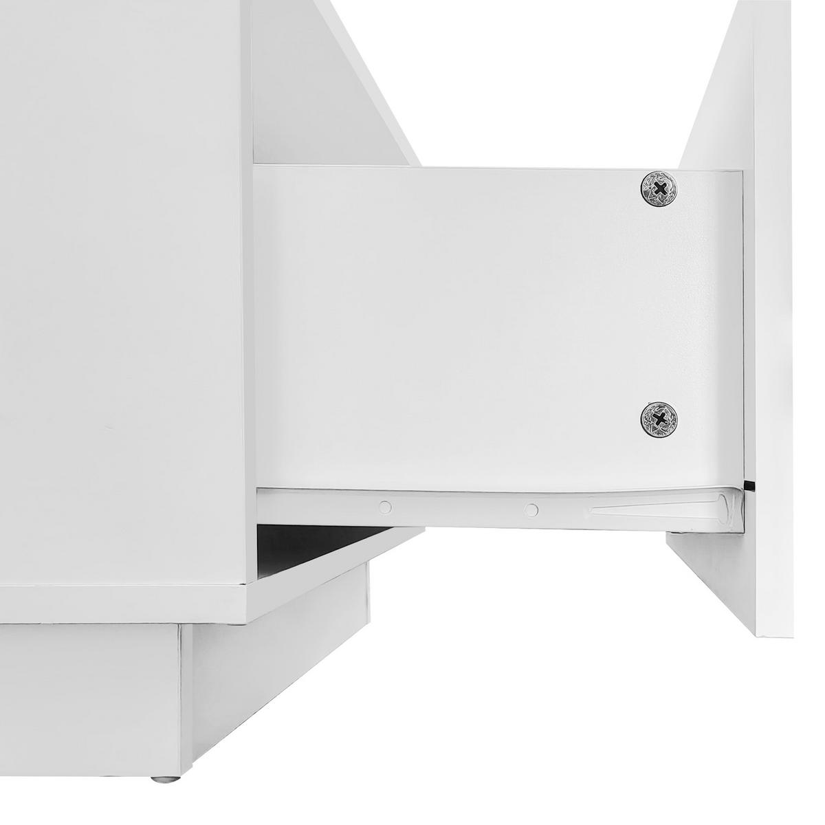 COUCHTISCH 100/50/35,5 cm weiß mit Glasverkleidung LED-Beleuchtung App-Steuerung 2 Schubladen - Weiß, Holzwerkstoff (100/50/35.5cm) - OKWISH