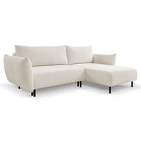 ECKSOFA ADEL mit Schlaffunktion und Bettkasten, L-förm, Metallbeine, verstellbar lose Rückenkissen, freistehend, RECHTS, 257x171x90 cm, Sand-coloured - Sandfarben, Holz/Textil (257/171cm) - DomoHome