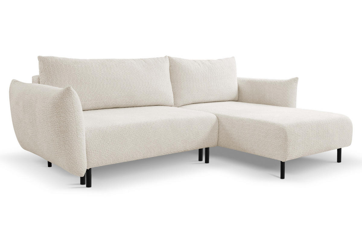 ECKSOFA ADEL mit Schlaffunktion und Bettkasten, L-förm, Metallbeine, verstellbar lose Rückenkissen, freistehend, RECHTS, 257x171x90 cm, Sand-coloured - Sandfarben, Holz/Textil (257/171cm) - DomoHome