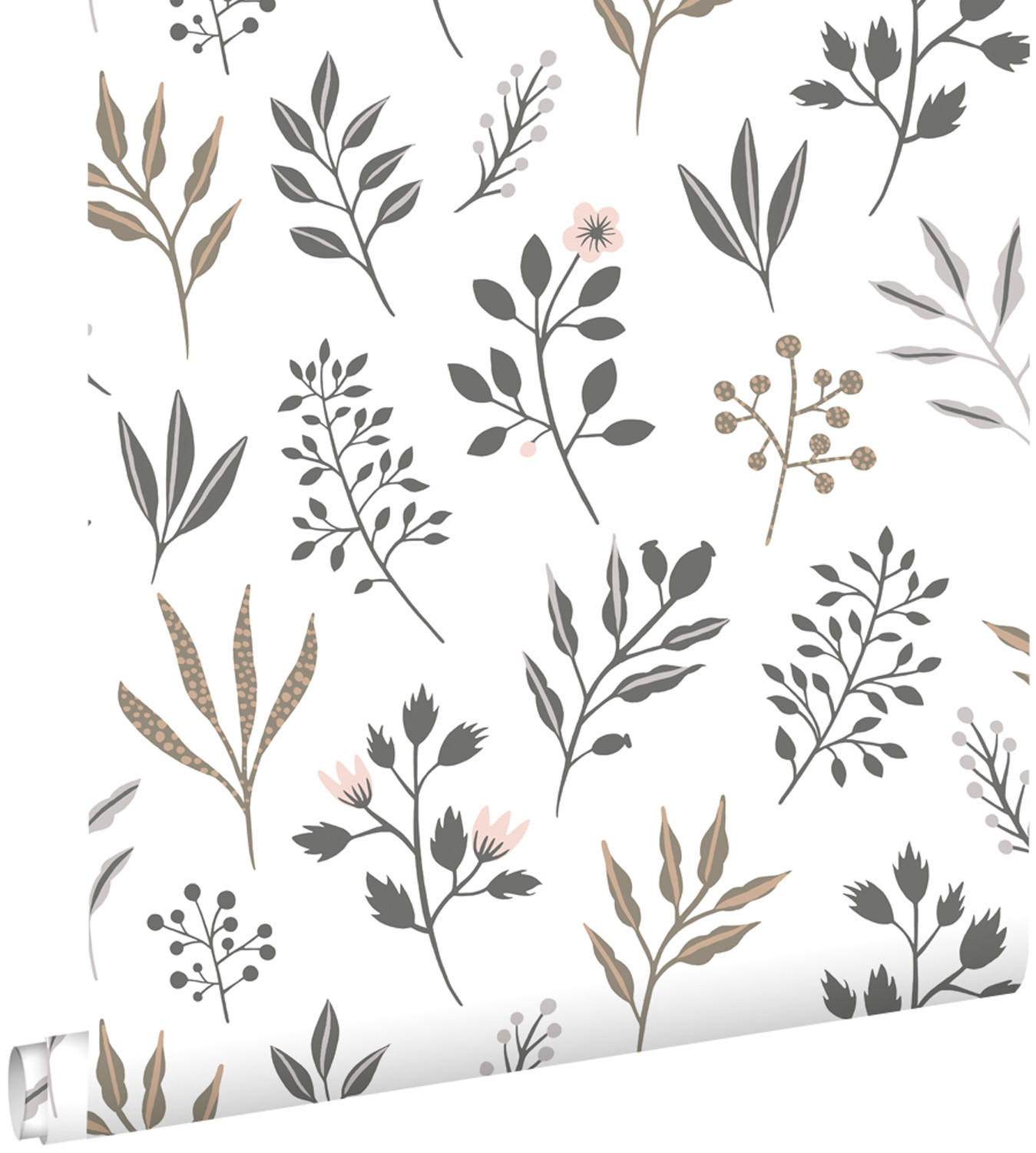 TAPETE Blumenmuster im skandinavischen Stil 53 cm x 10.05 m - Weiß, Papier (53/1000cm) - ESTAhome