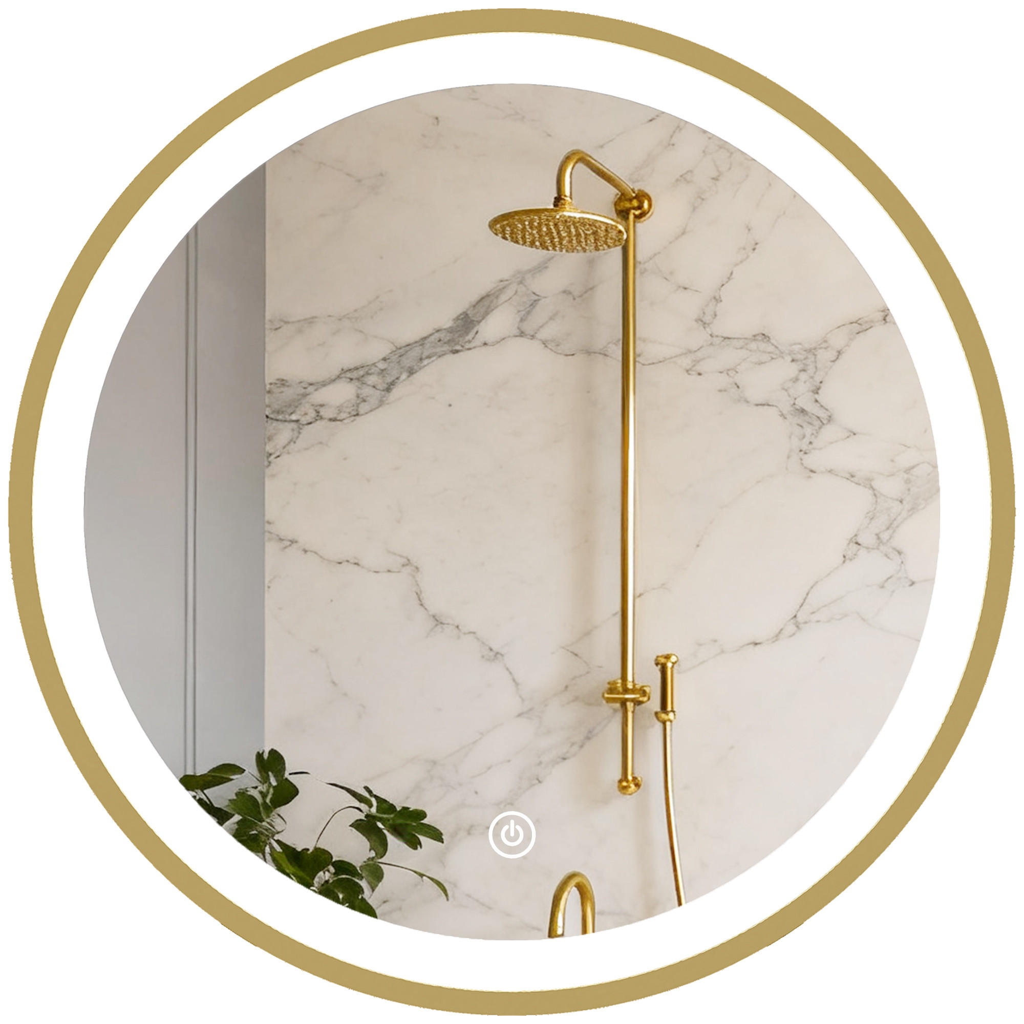 BADSPIEGEL, 3 Farbtemperaturen, dimmbar, goldfarben,Runder 40 cm - Goldfarben, Glas (40/40/3cm) - Vallsero