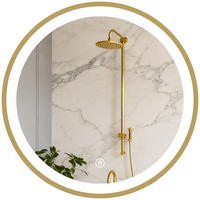 BADSPIEGEL, 3 Farbtemperaturen, dimmbar, goldfarben,Runder 40 cm - Goldfarben, Glas (40/40/3cm) - Vallsero