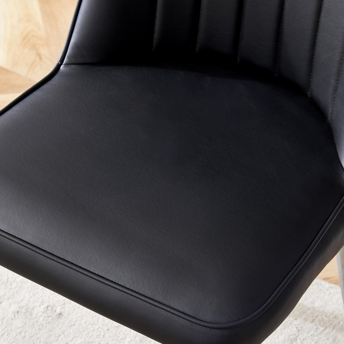 ESSZIMMERSTUHL PU-Leder Schwarz mit Metallbeinen Silber - Schwarz, Metall (41.5/89/43cm) - Meubliv