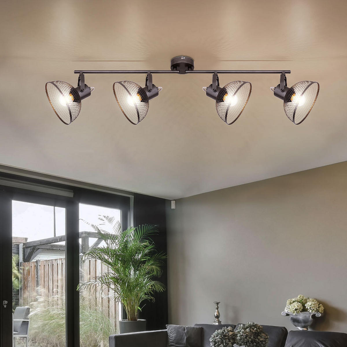 DECKENLEUCHTE MONIGA Anthrazit Geflecht - Anthrazit, Metall (93.6/16/20.8cm) - Globo Lighting