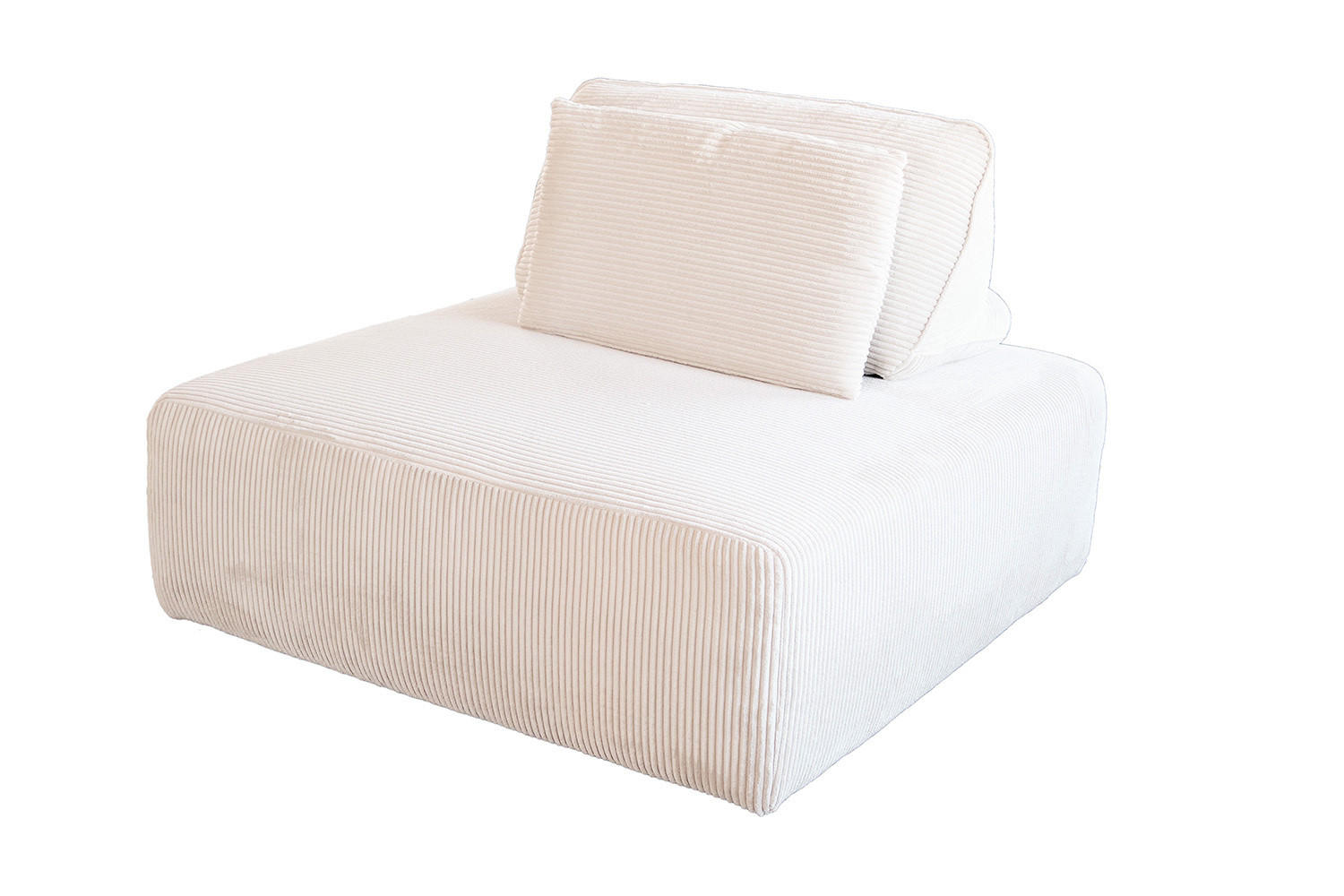 HOCKER MIT RÜCKENKISSEN WIOLO SOFT Cremeweiß Cord - Creme/Schwarz, Kunststoff/Textil (111/84/111cm) - KAWOLA