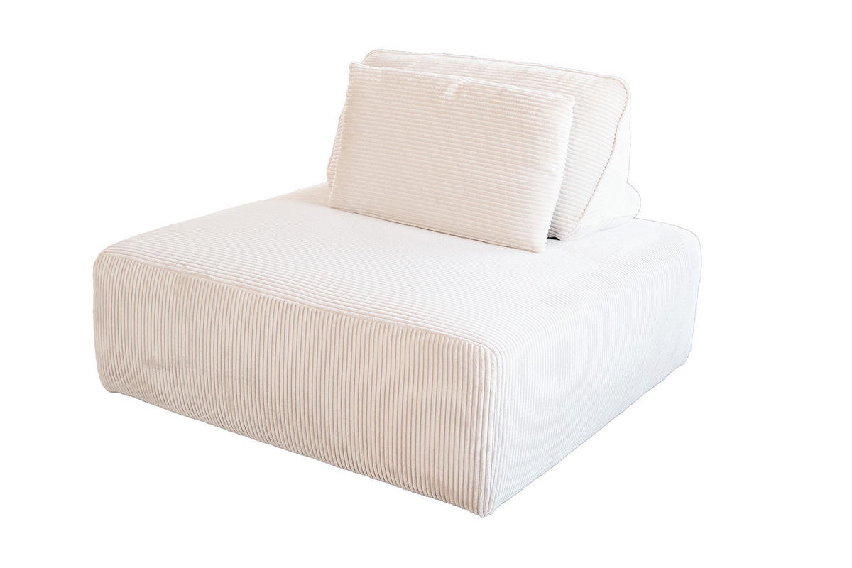 HOCKER MIT RÜCKENKISSEN WIOLO SOFT Cremeweiß Cord - Creme/Schwarz, Kunststoff/Textil (111/84/111cm) - KAWOLA