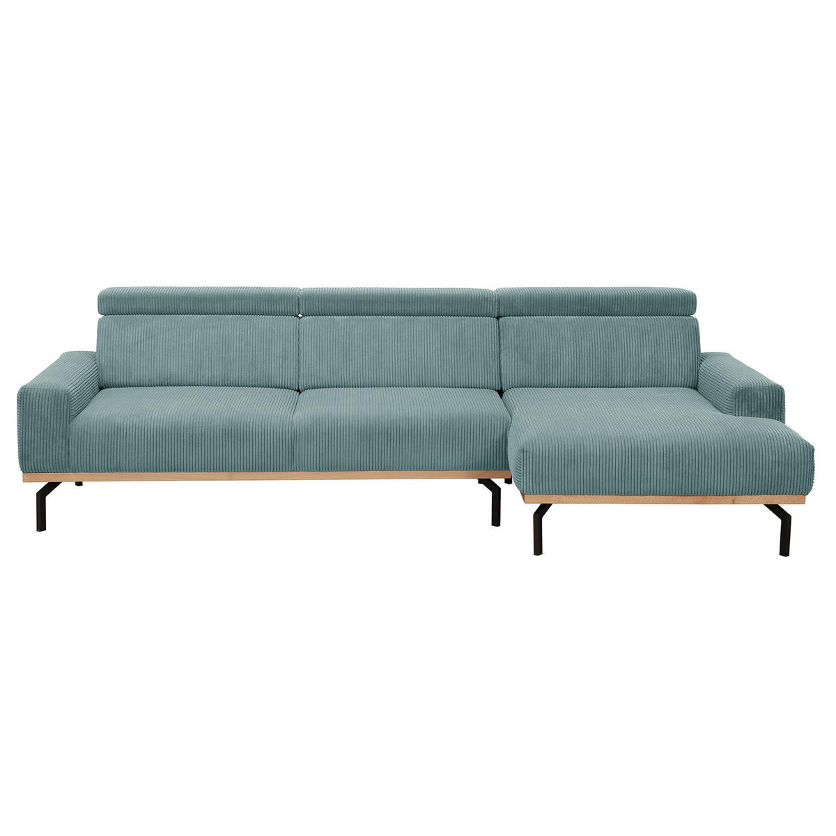 SOFA mit Longchair rechts Katrien Cordstoff eisblau - Pastellblau, Kunststoff (135/280cm) - 58aufmkessel