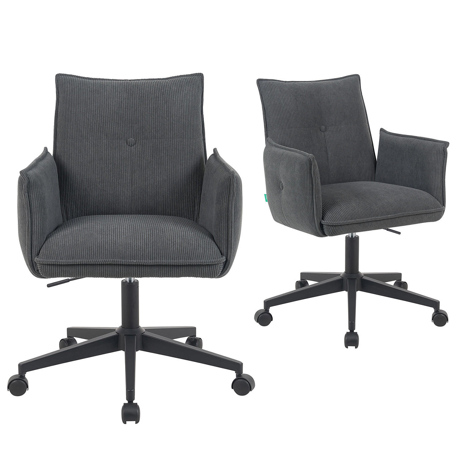 BÜROSTUHL Mika-Malu - Anthrazit/Schwarz, Textil/Metall (60/85/63cm) - DUBI Möbel
