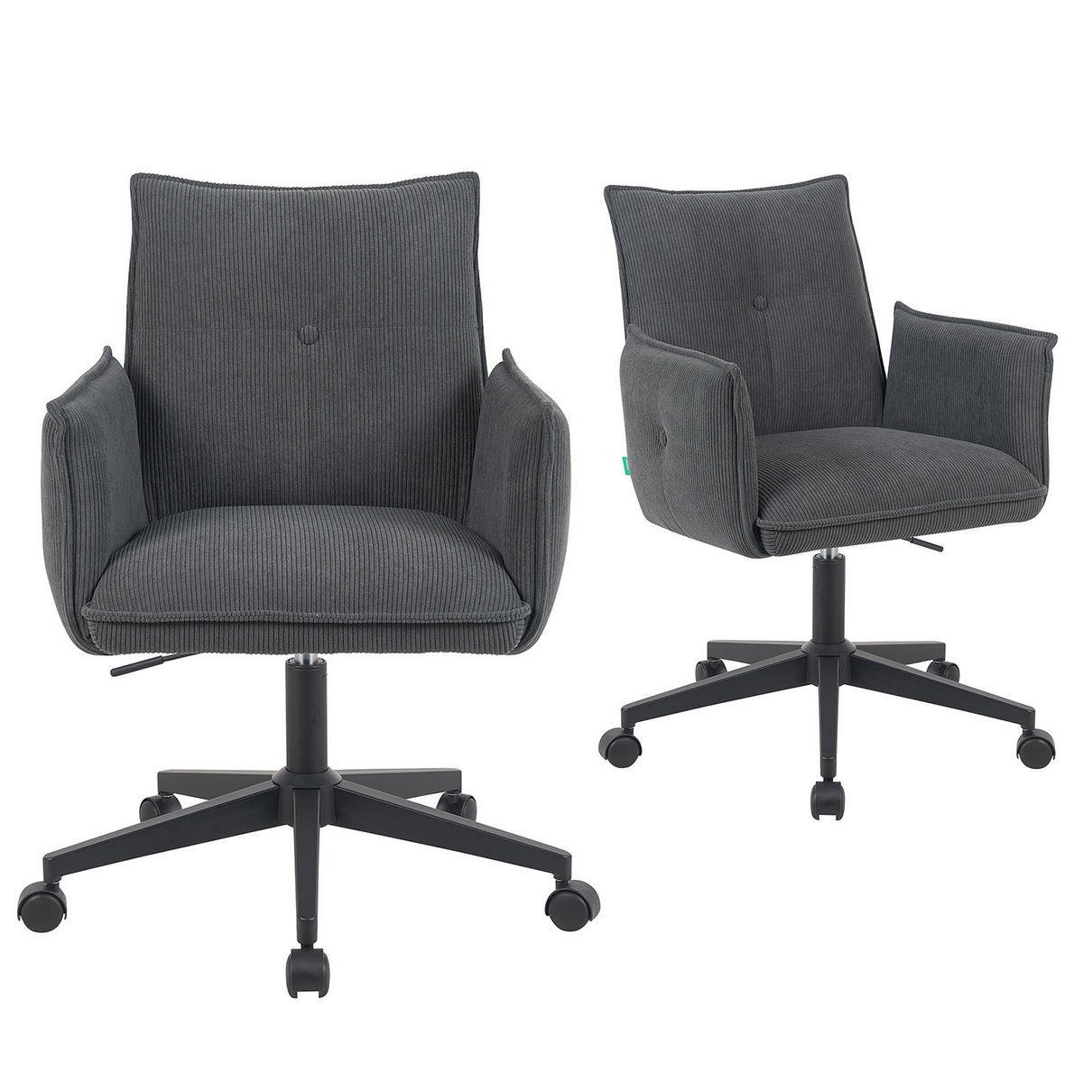 BÜROSTUHL Mika-Malu - Anthrazit/Schwarz, Textil/Metall (60/85/63cm) - DUBI Möbel