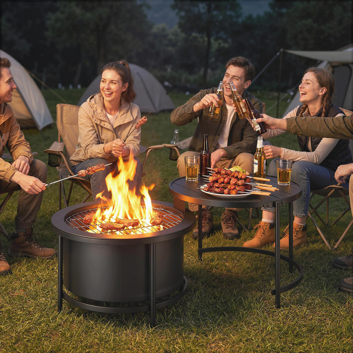 FEUERSTELLE Edelstahl Stahl Schwarz - Schwarz, Metall (63/41/66cm) - Outsunny