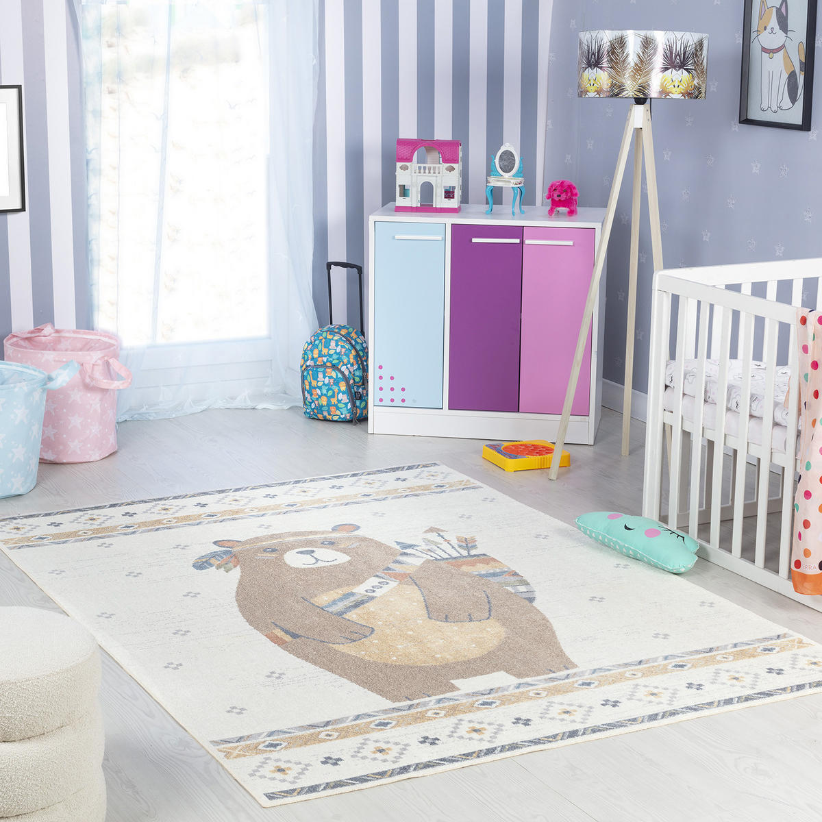 KINDERTEPPICH Maschinenwaschbar 120x170 cm Beige - Beige, Textil (140/200cm)