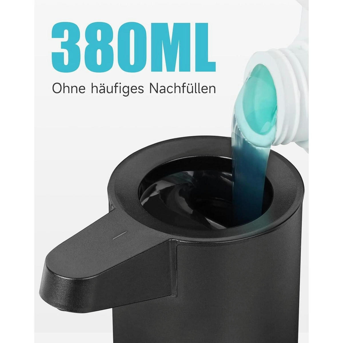 SEIFENSPENDER Automatisch Edelstahl Schwarz Matt 380ml - Schwarz, Metall (7.5/18/12cm)