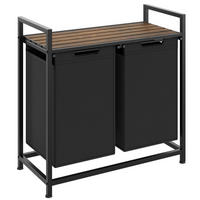WÄSCHESORTIERER, höhenverstellbare Kunststofffüße,schwarz/braun - Schwarz/Braun, Metall (74/72/34cm) - tectake