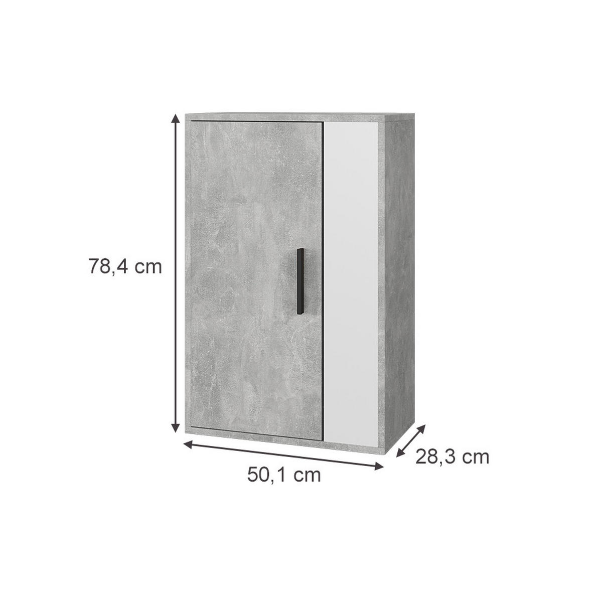 NÁSTĚNNÁ POLICE Berno Beton/bílá - šedá/bílá, kompozitní dřevo (50.1/78.4/28.3cm) - Vicco