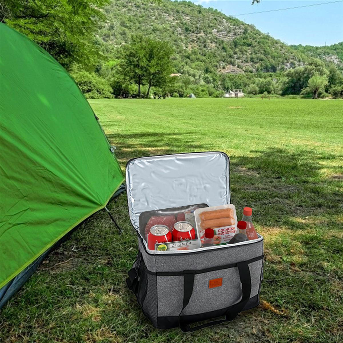 KÜHLTASCHE Thermotasche - Grau, Textil (28/31/42cm) - Intirilife