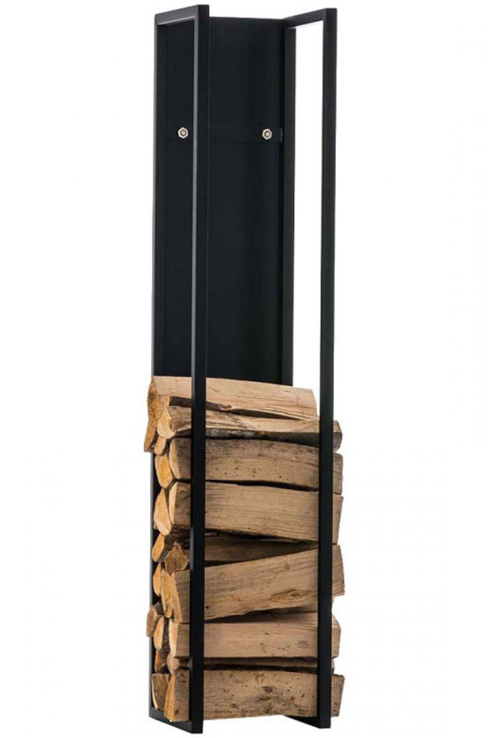 KAMINHOLZREGAL 25/25/140 cm Metall schwarz-matt - Schwarz, Metall (25/140/25cm) - CLP